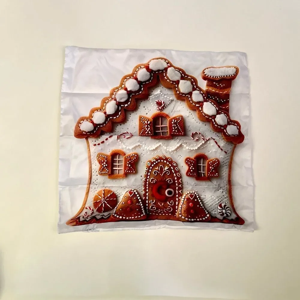 Gingerbread House Holiday Pillow Cover